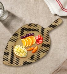 BK Gift Modern Art Tasarımlı Yaprak Şeklinde Doğal Ahşap Servis ve Sunum Tabağı Model 17