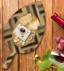 BK Gift Modern Art Tasarımlı Yaprak Şeklinde Doğal Ahşap Servis ve Sunum Tabağı Model 17