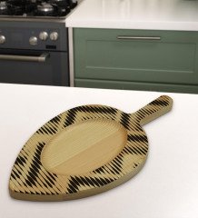 BK Gift Modern Art Tasarımlı Yaprak Şeklinde Doğal Ahşap Servis ve Sunum Tabağı Model 17