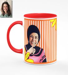 Kişiye Özel Türbanlı Karikatürlü Kırmızı Kupa Bardak 41k709