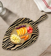 BK Gift Modern Art Tasarımlı Yaprak Şeklinde Doğal Ahşap Servis ve Sunum Tabağı Model 18
