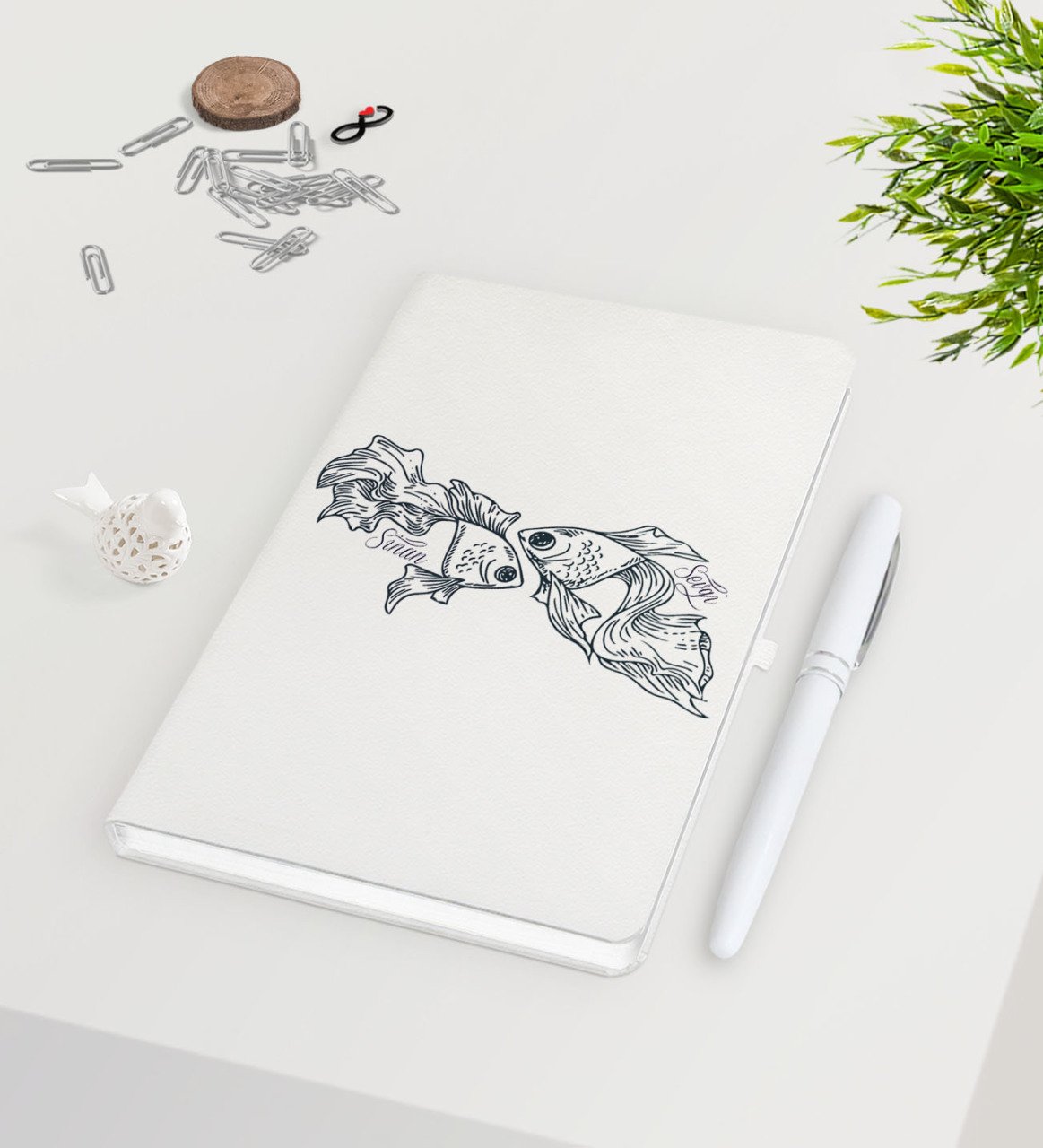 Kişiye Özel Sevgililer Günü Beyaz Defter Kalem Seti-120