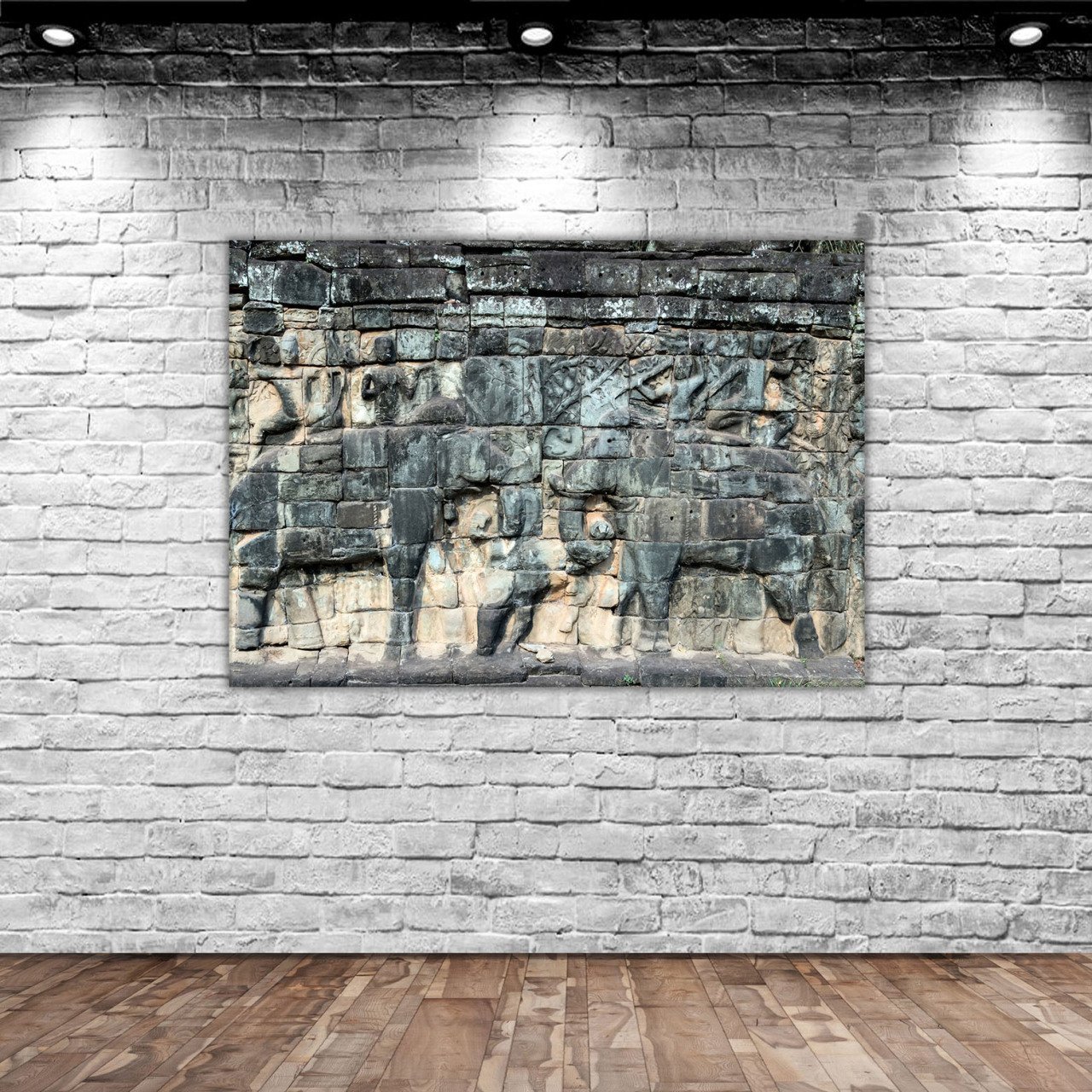 BK Home Eski Khmer Duvar Oyma Tasarımlı Kanvas Tablo 50x70cm-1
