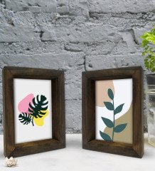 Bk Gift Dekoratif 2'li Doğal Masif Ahşap Çerçeve 15x20cm-6