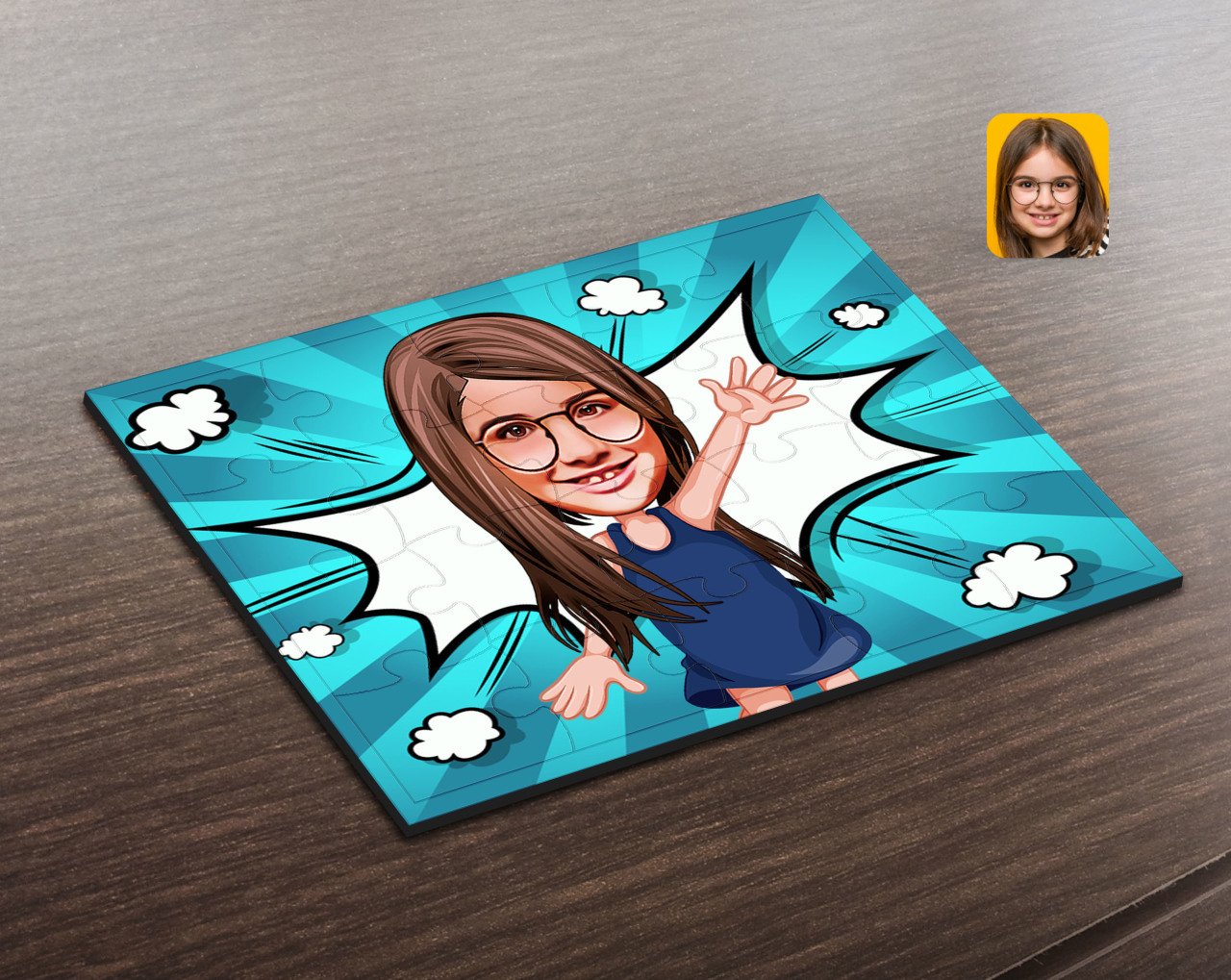 Kişiye Özel Kız Çocuk Karikatürlü Ahşap Puzzle-4