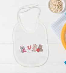 BK Kids Cute Tasarımlı Beyaz Bebek Body Zıbın ve Mama Önlüğü Hediye Seti-2