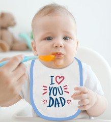 BK Kids I Love You Dad Tasarımlı Mavi Bebek Mama Önlüğü