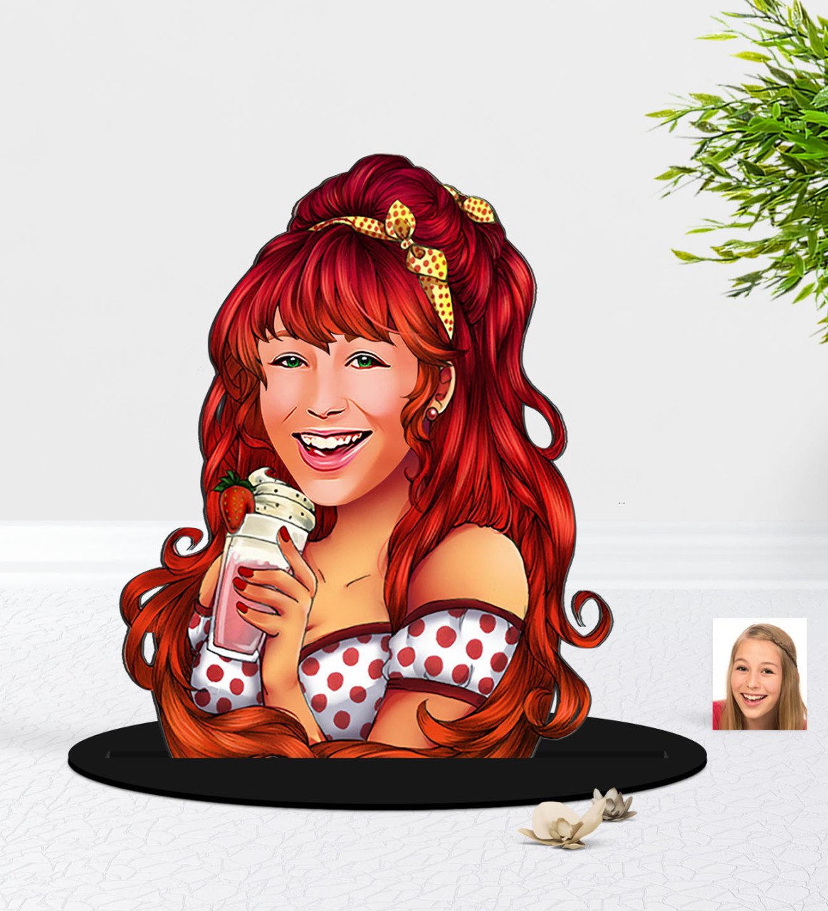 Kişiye Özel Kadın Karikatürlü 3D Ahşap Biblo-54