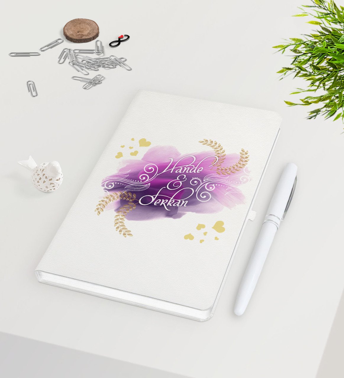 Kişiye Özel Sevgililer Günü Beyaz Defter Kalem Seti-121