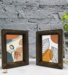 Bk Gift Dekoratif 2'li Doğal Masif Ahşap Çerçeve 15x20cm-7
