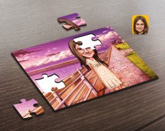 Kişiye Özel Kız Çocuk Karikatürlü Ahşap Puzzle-7