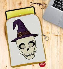 BK Gift Kurukafa Tasarımlı Taşınabilir Koruyucu Tablet Kılıfı & Organizer Çanta - Sarı-4