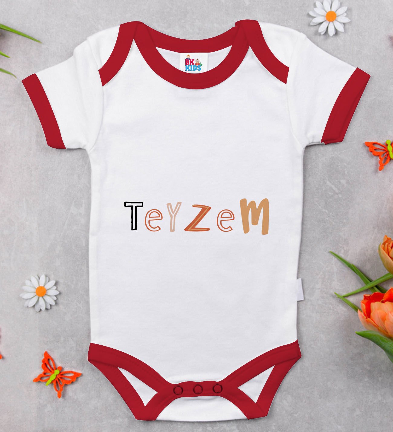 BK Kids Teyzem Tasarımlı Kırmızı Bebek Body Zıbın-1