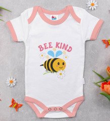 BK Kids Bee Kind Tasarımlı Pembe Bebek Body Zıbın-1