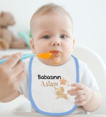 BK Kids Babasının Aslanı Tasarımlı Mavi Bebek Mama Önlüğü