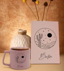 BK Gift Kişiye Özel İsimli Pembe Sert Kapaklı Defter ve Middle Kupa Seti, Arkadaşa Hediye, Yeni İş Hediyesi, Doğum Günü Hediyesi-5