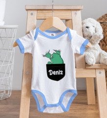 BK Kids Kişiye Özel Mavi Bebek Body Zıbın - Model 172