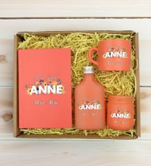 BK Gift Kişiye Özel İsimli DTF Anne Temalı Somon Defter & Kahve Fincanı & Kolonya & Mum Hediye Seti-2, Anneye Hediye, Anneler Günü Hediyesi