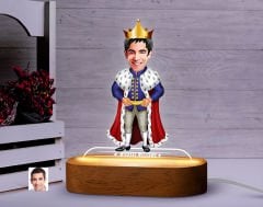 BK Gift Kişiye Özel Kral Karikatürlü Dekoratif 3D Biblo LED Işıklı Gece Lambası-1, Arkadaşa Hediye