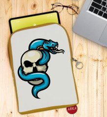 BK Gift Kurukafa Tasarımlı Taşınabilir Koruyucu Tablet Kılıfı & Organizer Çanta - Sarı-8