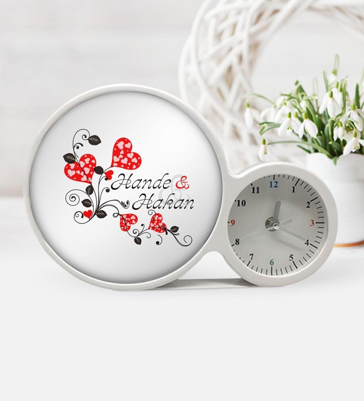 Kişiye Özel Sevgililer Günü Saatli Sihirli LED Ayna Çerçeve - 2