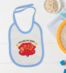 BK Kids My Hero Dad Tasarımlı Mavi Bebek Mama Önlüğü