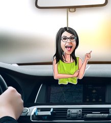 Kişiye Özel Bayan Karikatürlü Ahşap Araba Dikiz Ayna Süsü-19
