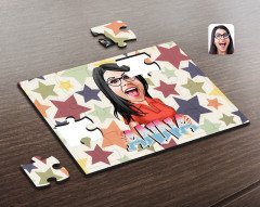 Kişiye Özel Kadın İsimli Karikatürlü Ahşap Puzzle-1