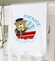 BK Kids Kişiye Özel İsimli 6 Parça Mavi Bebek Body Zıbın Battaniye ve Yastık Hediye Seti, Yeni Doğan Bebek Giyim Hediyesi-1