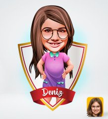 Kişiye Özel İsimli Kız Çocuk Tasarımlı Dijital Karikatür-3
