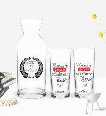 Kişiye Özel Renkli Baskılı Gerçeği Söylemesi Lazım Tasarımlı İkili Rakı Bardağı ve Karaf Hediye Seti-1