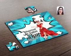 Kişiye Özel Kadın Kolay Yetişmiyor Karikatürlü Ahşap Puzzle-1