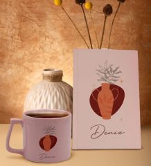 BK Gift Kişiye Özel İsimli Pembe Sert Kapaklı Defter ve Middle Kupa Seti, Arkadaşa Hediye, Yeni İş Hediyesi, Doğum Günü Hediyesi-10