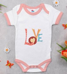 BK Kids Love Tasarımlı Pembe Bebek Body Zıbın-1