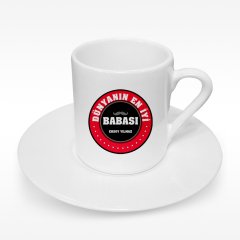 Kişiye Özel Dünyanın En İyi Babası Tasarımlı Türk Kahvesi Fincanı - 1
