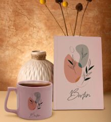 BK Gift Kişiye Özel İsimli Pembe Sert Kapaklı Defter ve Middle Kupa Seti, Arkadaşa Hediye, Yeni İş Hediyesi, Doğum Günü Hediyesi-12