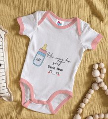 BK Kids Kişiye Özel Pembe Bebek Body Zıbın - Model 102