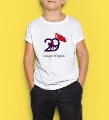BK Gift 29 Ekim Tasarımlı Erkek Çocuk Beyaz T-shirt-9, Arkadaşa Hediye, 29 Ekim Hediyesi Hediyesi, Trend Tişört, 100.Yıl Hediyesi