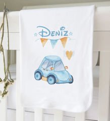 BK Kids Kişiye Özel İsimli 6 Parça Mavi Bebek Body Zıbın Battaniye ve Yastık Hediye Seti, Yeni Doğan Bebek Giyim Hediyesi-5