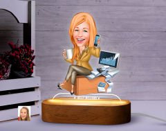 BK Gift Kişiye Özel Muhasebeci Karikatürlü Dekoratif 3D Biblo LED Işıklı Gece Lambası-1, Arkadaşa Hediye