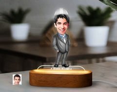 BK Gift Kişiye Özel Mühendis Karikatürlü Dekoratif 3D Biblo LED Işıklı Gece Lambası-1, Arkadaşa Hediye