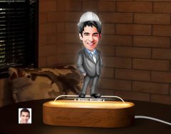 BK Gift Kişiye Özel Mühendis Karikatürlü Dekoratif 3D Biblo LED Işıklı Gece Lambası-1, Arkadaşa Hediye