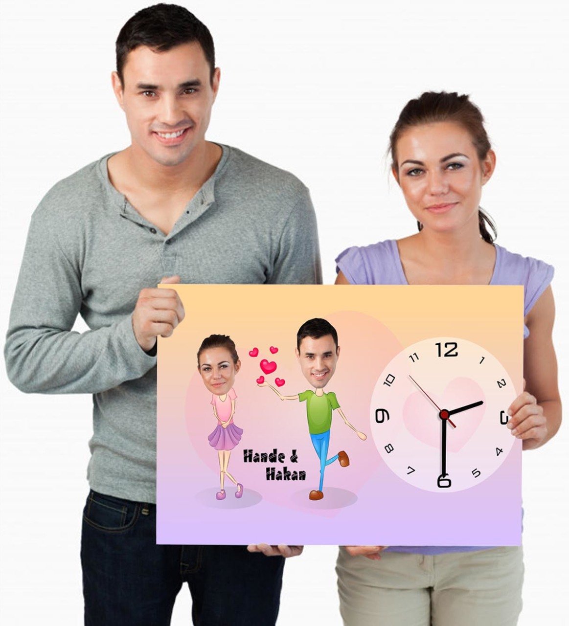 Kişiye Özel Karikatür Ahşap Duvar Saati 45x31 CM. 4