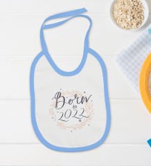 BK Kids Born To 2022 Tasarımlı Mavi Bebek Body Zıbın ve Mama Önlüğü Hediye Seti-1