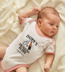 BK Kids Kişiye Özel Pembe Bebek Body Zıbın - Model 26