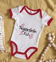 BK Kids Teyzesinin Aşkı Tasarımlı Kırmızı Bebek Body Zıbın-1