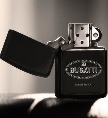 Kişiye Özel Bugatti Benzinli Siyah Metal Çakmak