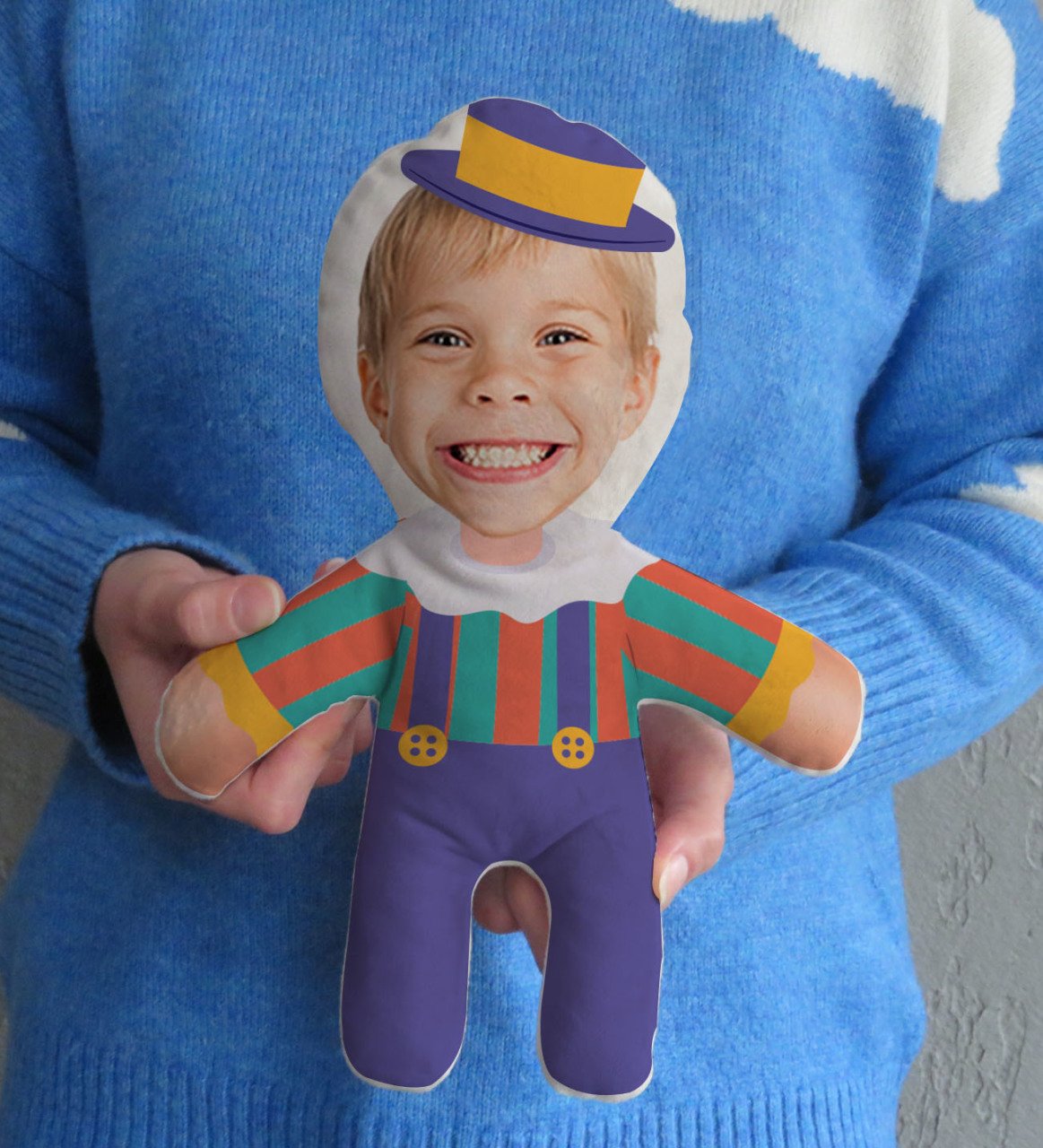 Kişiye Özel Fotoğraflı Çocuk Palyaço Bebek Yastık-1