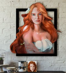 Kişiye Özel Kadın Soyut Karikatürlü 3D Ahşap Tablo-15