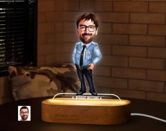 BK Gift Kişiye Özel Polis Karikatürlü Dekoratif 3D Biblo LED Işıklı Gece Lambası-1, Arkadaşa Hediye
